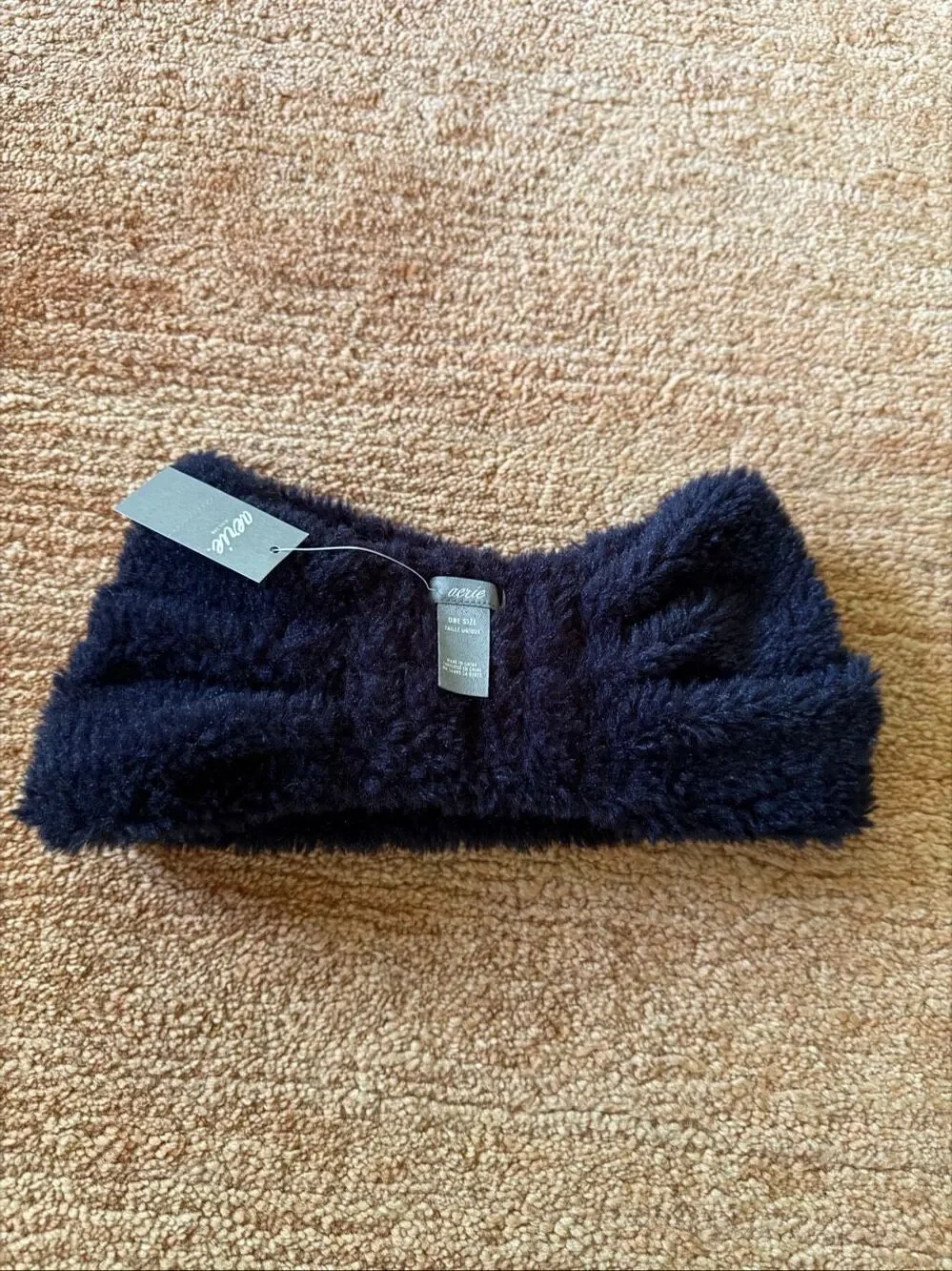 Aerie Plush Fuzzy Twist Headband One Size Navy Blue NWT